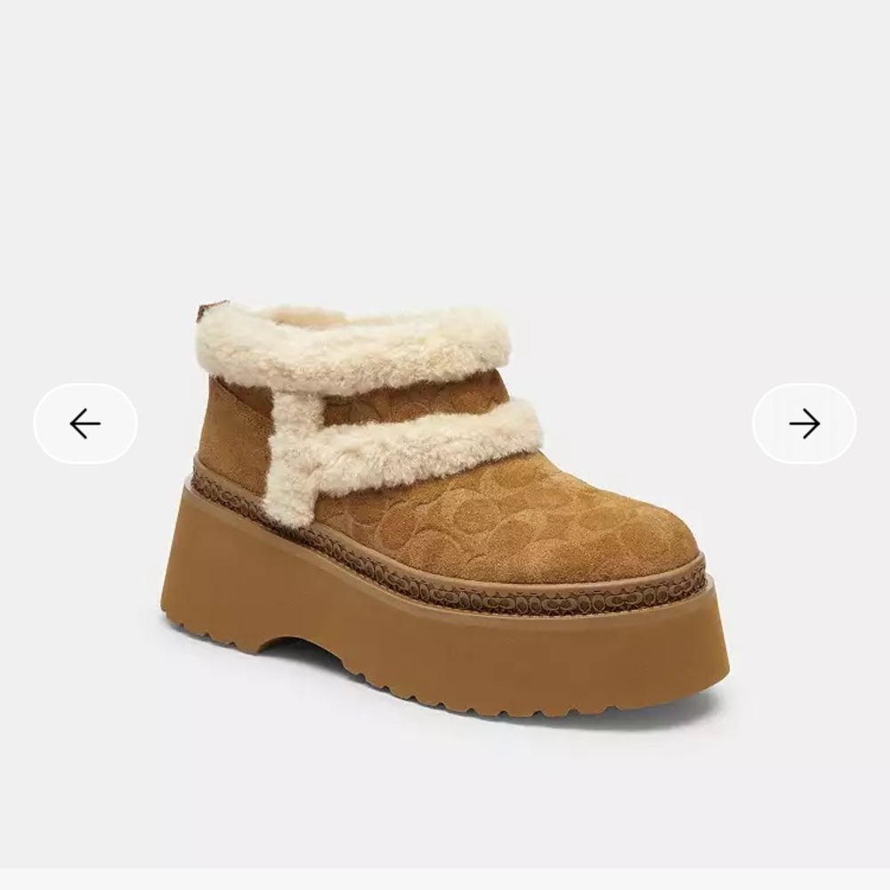 Coach Brown Shearling Platform Booties - Picture 4 of 7